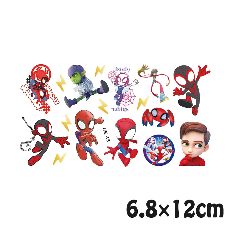 6 Stuks Spiderman En Zijn Geweldige Vrienden Stickers Waterdichte Leuke Anime Sticker Verjaardagsfeestje Benodigdheden Decoratie Kids Cadeau