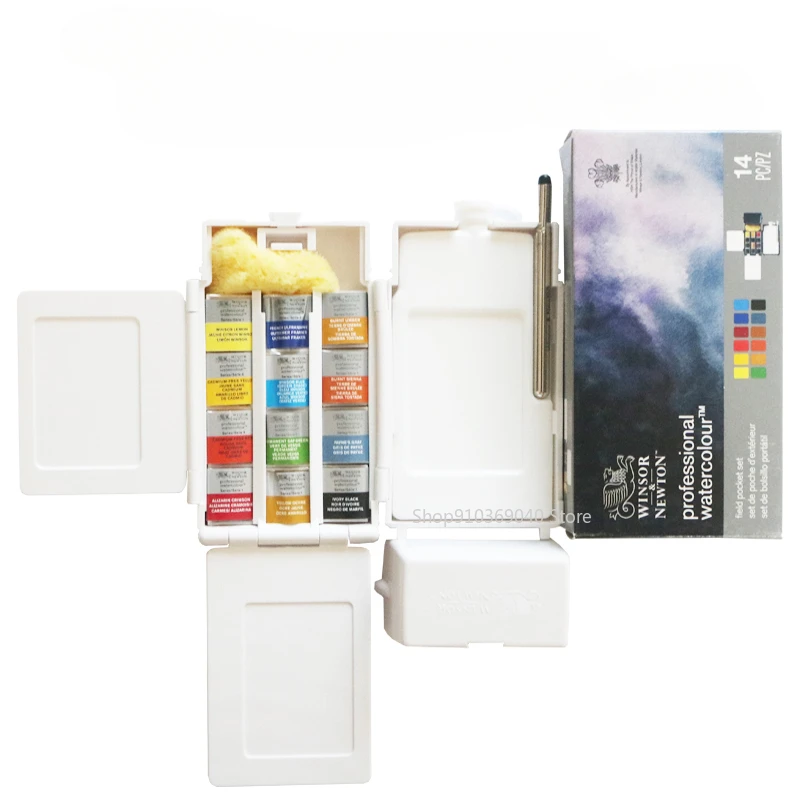 Winsor & Newton Professional Watercolor Paint 12 Color Half Pans Artist Travel Portable Watercolor Box Painting Supplies