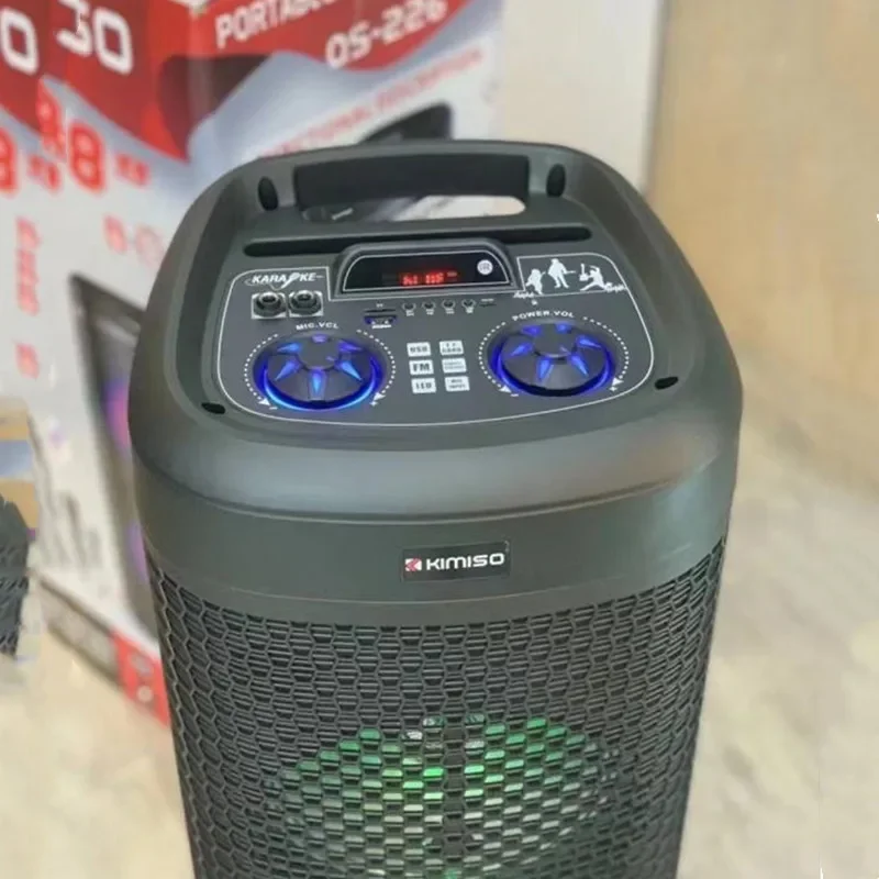 QS-226 Najnowszy bezprzewodowy głośnik Bluetooth KIMISO Podwójny 8-calowy głośnik tubowy Stereo Duży subwoofer TWS Głośnik zewnętrzny ze światłem