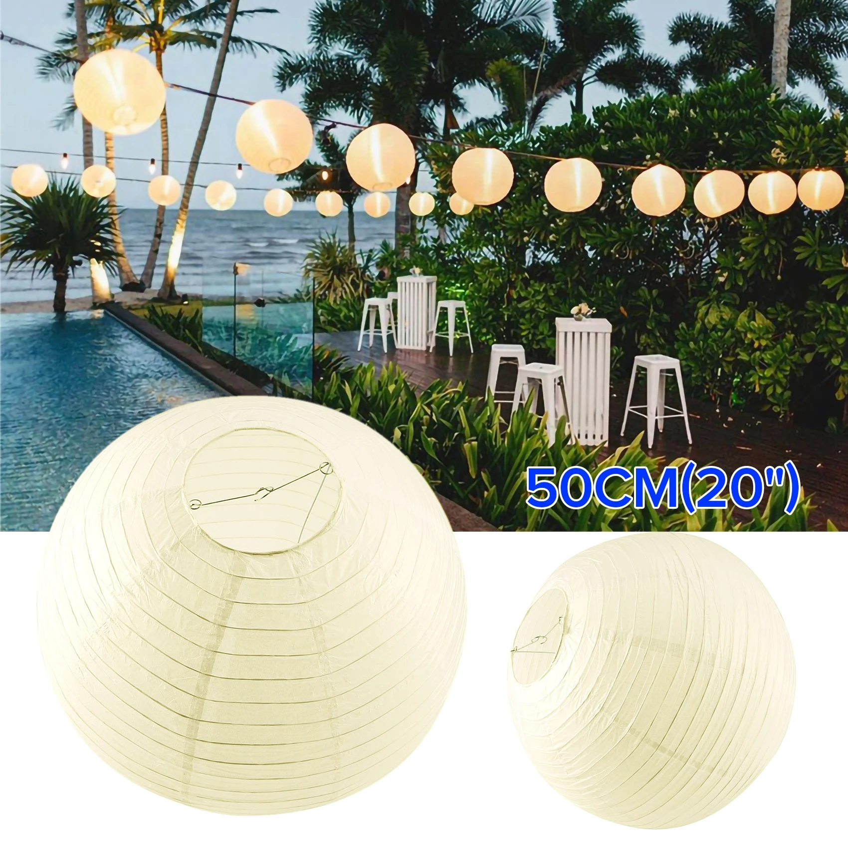 X11AA 1 x Chinese Japanese Paper Lantern Lampshade for Party Wedding, 50cm(20") Creamy-white