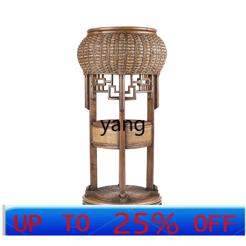 LTT Teng braided flower stand rattan floor-to-ceiling balcony flower pot stand indoor living room multi-layer