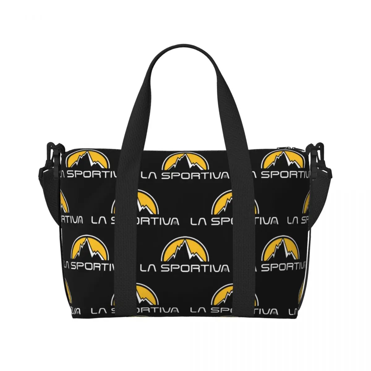 Custom La Sportiva Logo Beach Tote Bag for Women Extra Large Gym Carry On Climbing Travel Shopping Bags