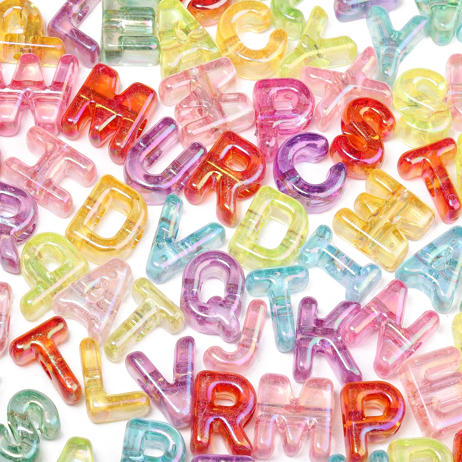 100 g, zufällige Farben, große Lochperlen mit englischen Buchstaben, lose Perlen zum Basteln von Schmuck, Armbändern und Halsketten. – Detail 7