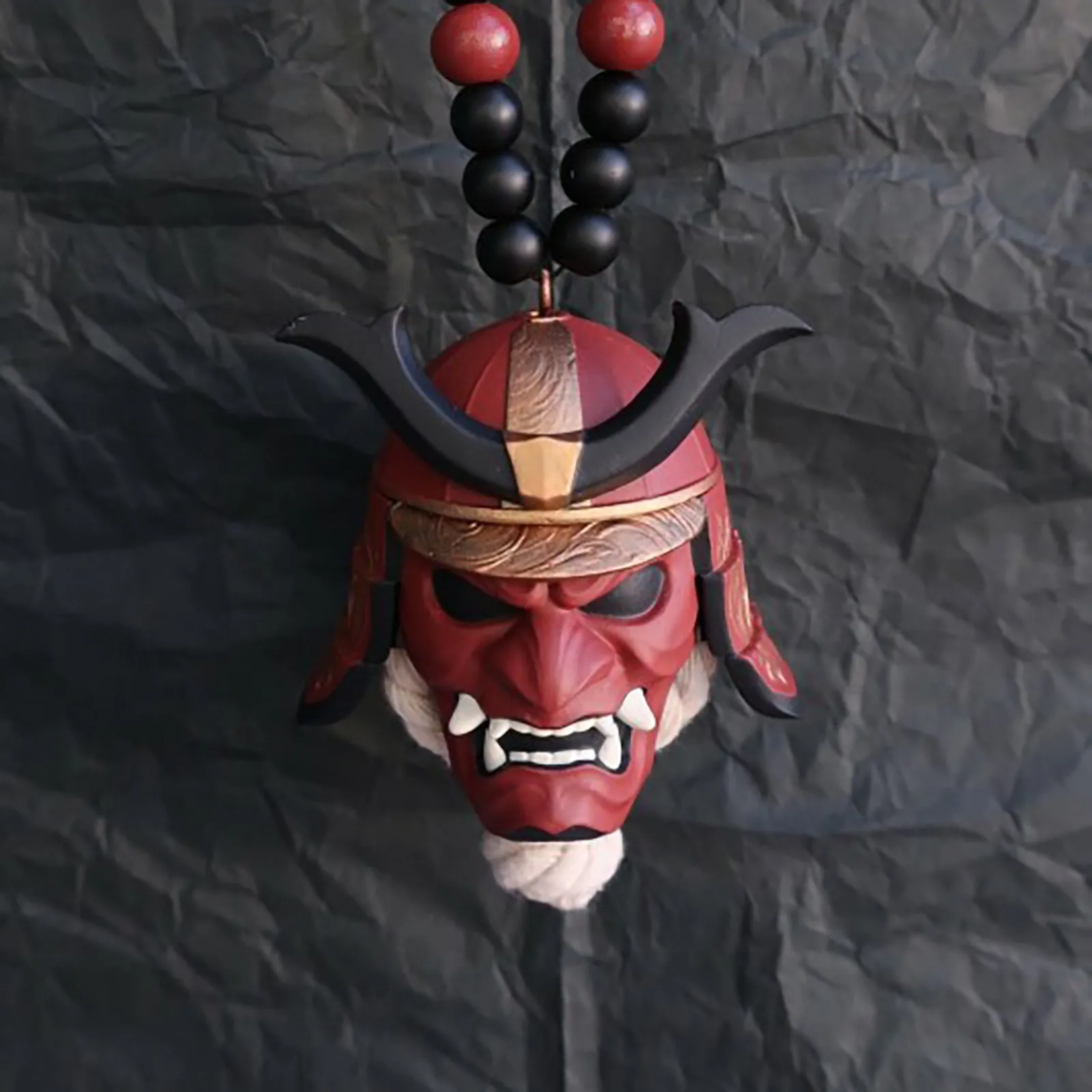 Samurai-Kabuto Helmet Hannya Japanese Oni Car Rear View Mirror Charm Japanese Ghosts Hanging Ornament Personalized Pendant