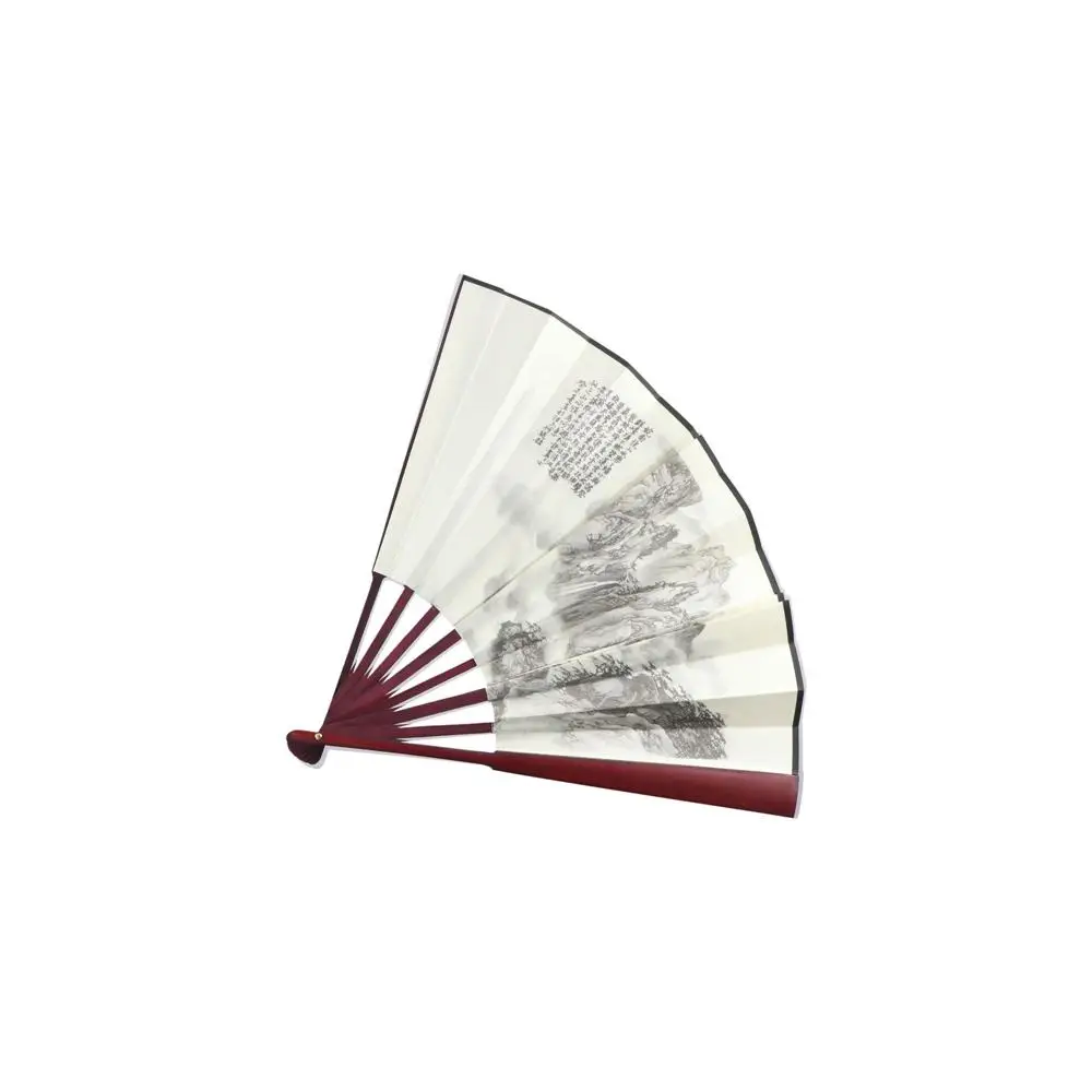 Bamboo Handle Folding Fan Silk Cloth Traditional Chinese Painting Hand Fan Laser Engraving Chinese