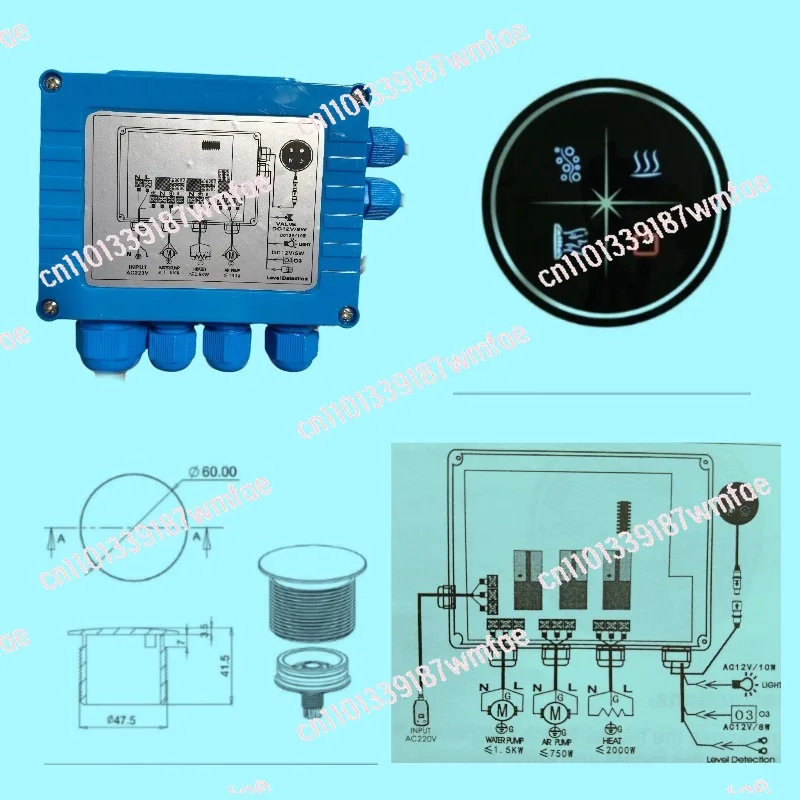 round keypad simple massage bathtub control system, controller  V-209F 220V