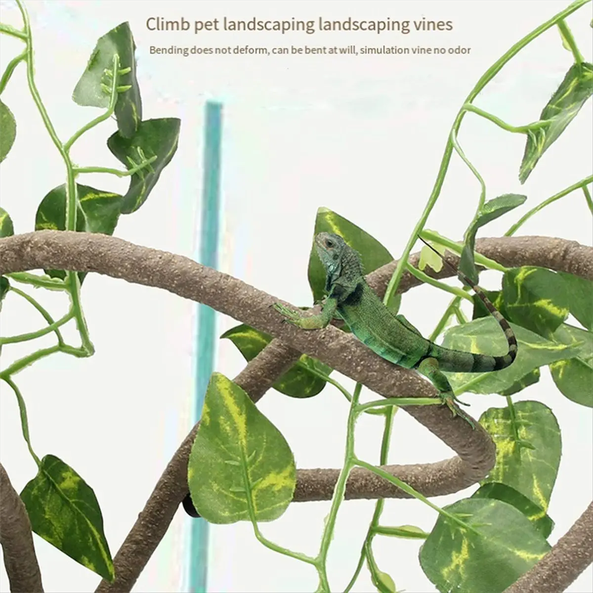 Compatible Reptile Bend-A-Branch Vines Flexible Leaves Pet Habitat Decor Climber Jungle Long Vines for Climbing Gecko Lizard