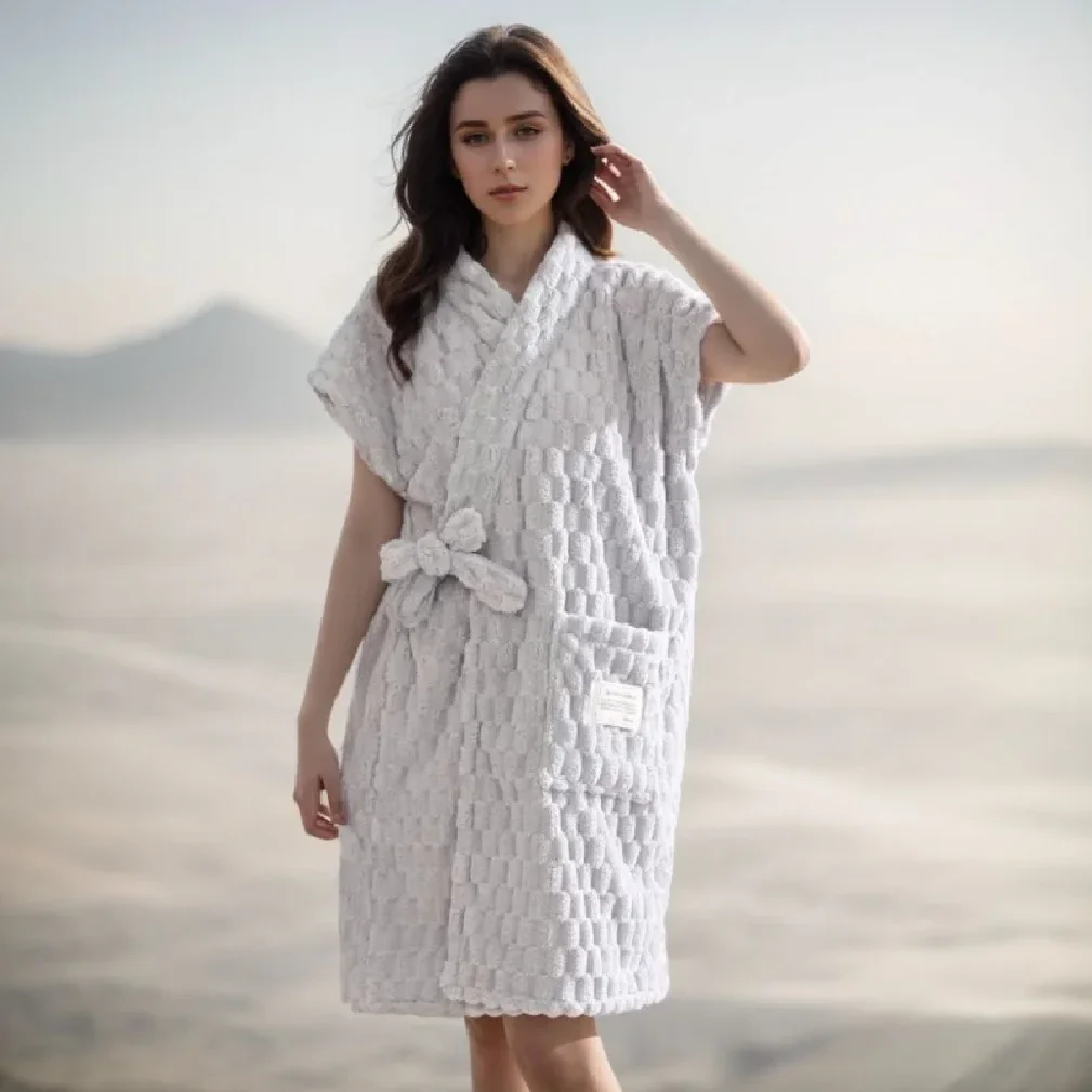 НОВИНКА 2025: Бархатный халат Golden Turtle – приятный для кожи, впитывающий и быстросохнущий, легкий и элегантный домашний халат