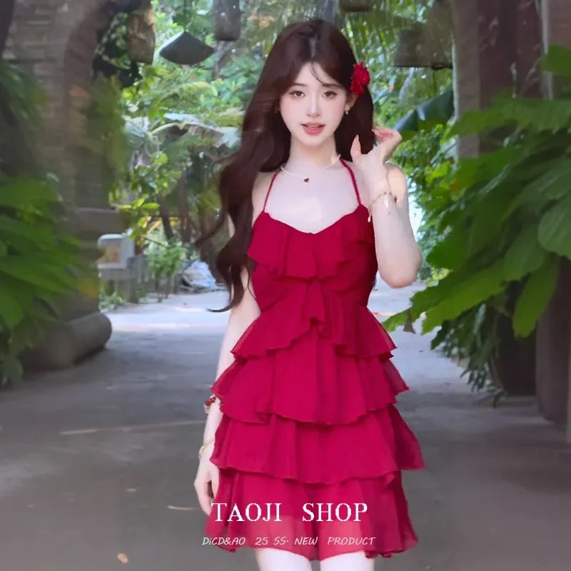 Jurken Mouwloos Dames Bruiloft Civiel Zomer Linnen Ombre Gradiënt Colorblock Meerkleurig Raster Oversized Breed Baggy Loose-Fit