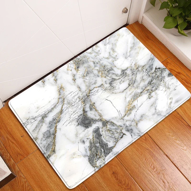 Marble Pattern Kitchen Carpet Bedroom Entrance Doormat Living Room Hallway Decoration Rugs Home Balcony Bath Floor Anti-Slip Mat