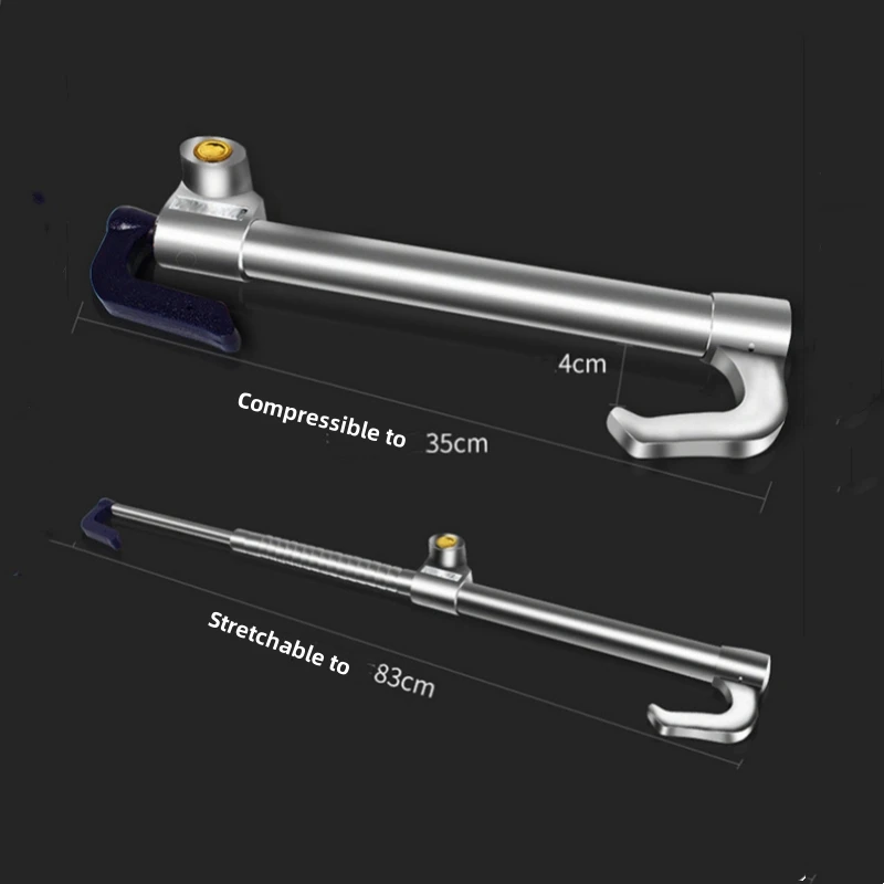 Metal Steering Wheel Brake Lock Anti-Theft Security Pedal Lock Retractable Double Hook Car Clutch Pedal Lock for Car Truck SUV