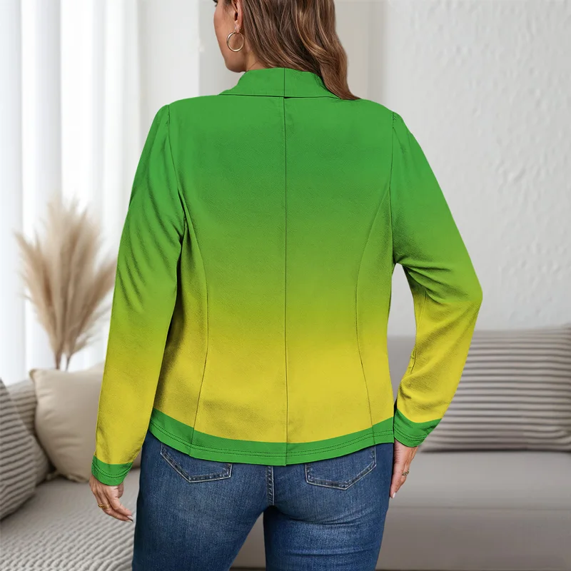 Giacca da abito da donna con risvolto grande autunnale Giacca da abito da donna stampata elegante e casual Leggera e comoda vestibilità ampia sfumata