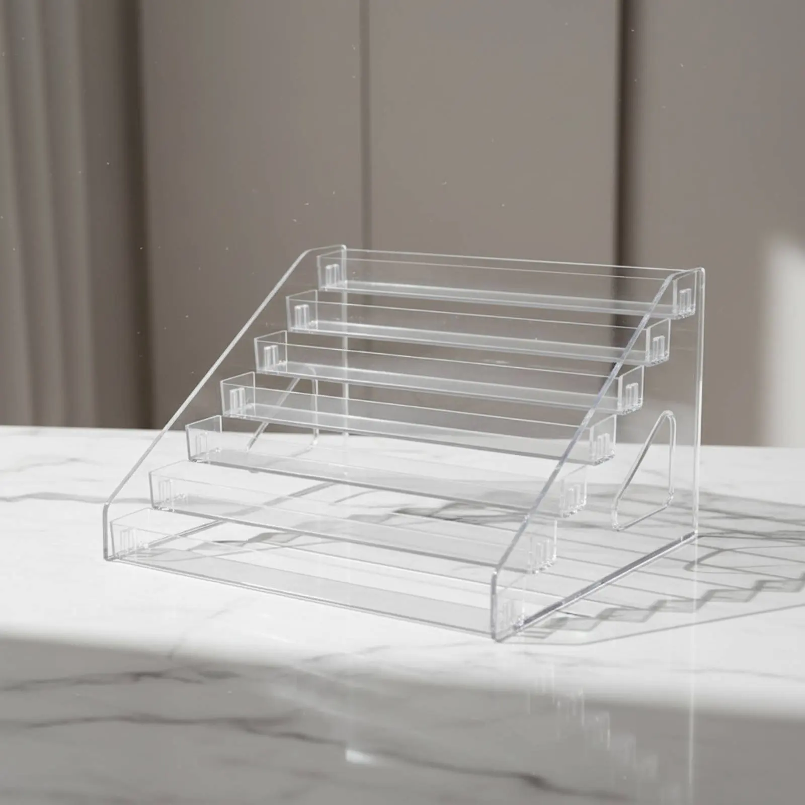 Desktop Badge Display Rack Easy to Spotless & Transparent Stepped Display Stand Acrylic Tiered Organizer Sturdy Acrylic Riser view 2