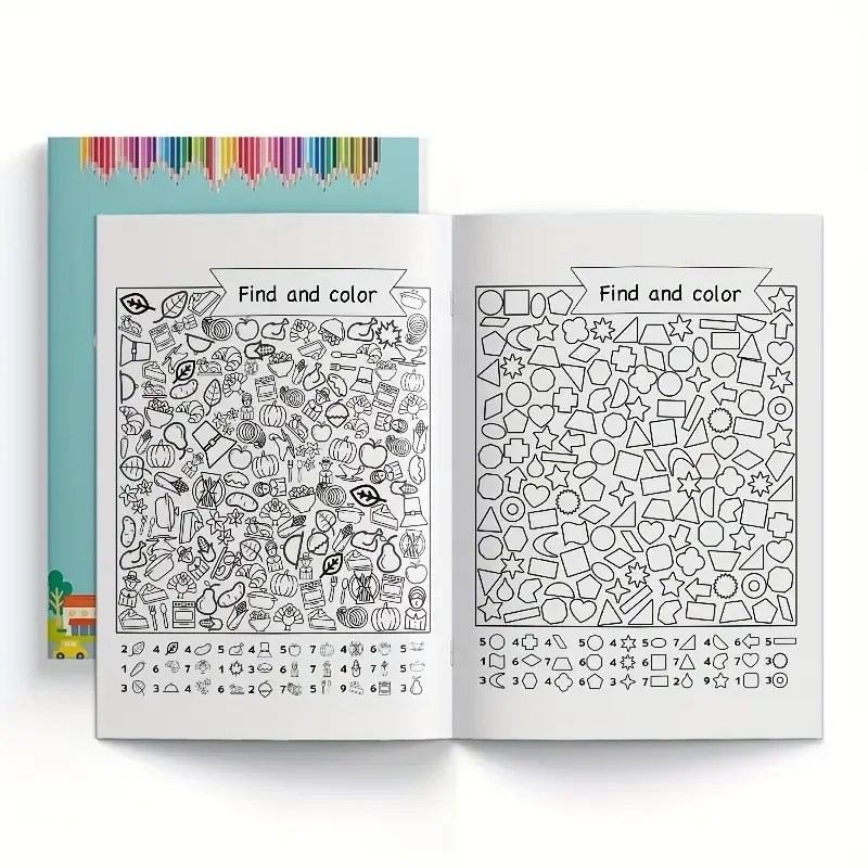 Children Shape Coloring Workbook, Fun Brain Teaser Practice, Help Kids Strengthen Fine Motor Skills & Hand-eye Coordination