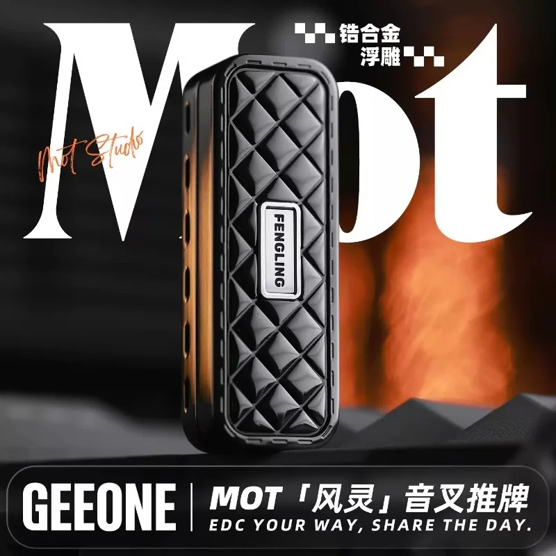 Everbright Store MOT Zirconium Fengling  Fork Mechanical Push Card EDC Decompression Small Toy Metal Tide Play Black Technology
