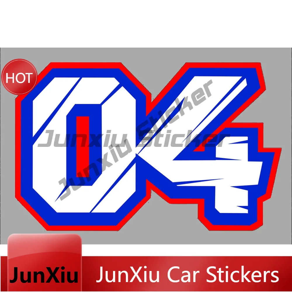 Numero # 04 Moto Superbike Waterproof Vinyl Decal Car Sticker Bumper Window Motorcycle Decoration