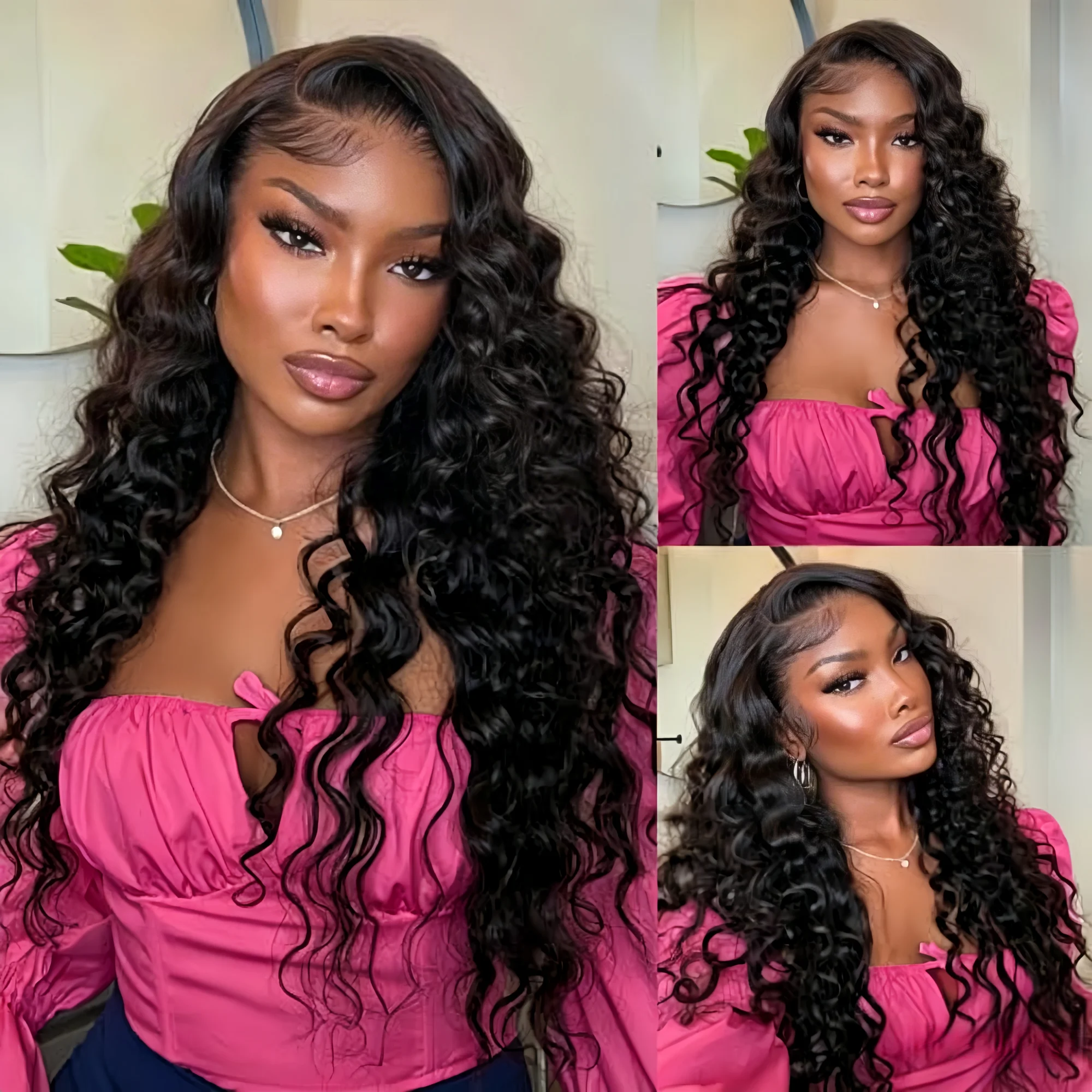 

40 Inch Loose Deep Wave Lace Front Wigs Human Hair 250 Density 13x4 HD Lace Frontal Human Hair Natural Pre Plucked Wigs For Wome
