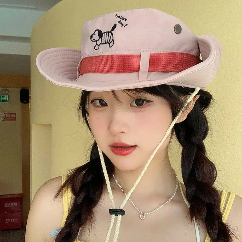 

Big Brim Western Cowboy Hat Visor Korean Style Puppy Bucket Hat Sun Protection Hat Panama Hat Sunscreen Fisherman Hat Women
