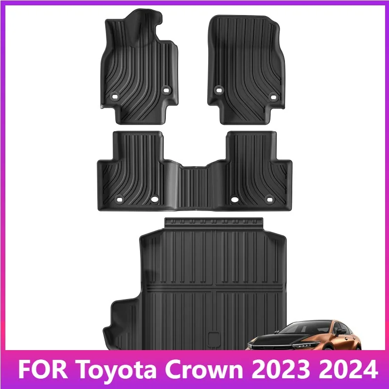 

Коврики для Toyota Crown 2023 2024, автомобильные коврики, подкладка для багажника, коврик для багажника, TPE 3D, черный коврик для ног с левым рулем