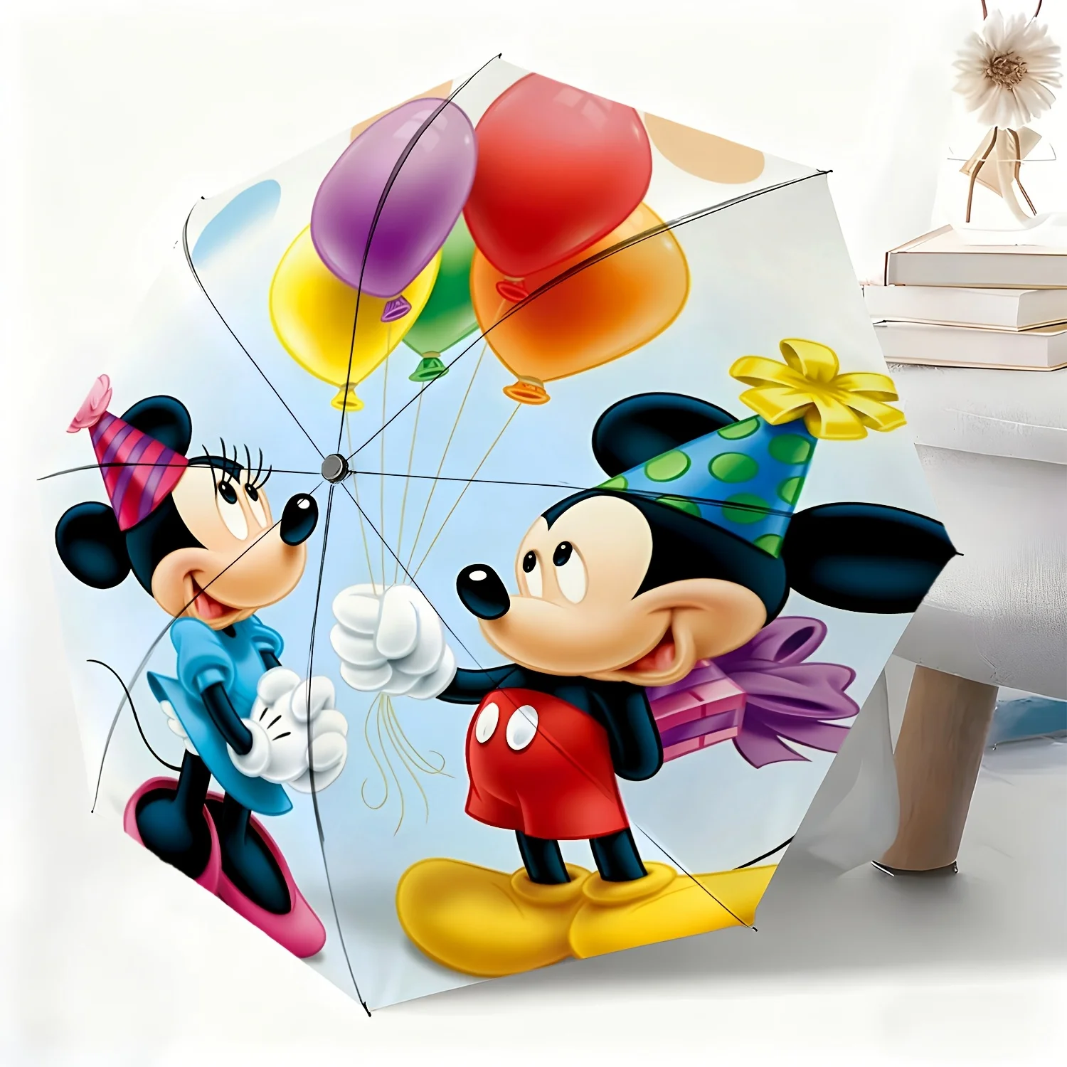 

Автоматический зонт Disney с Микки и Минни, 1 шт., универсальный зонт двойного назначения для дождя или солнца, портативный складной зонт.