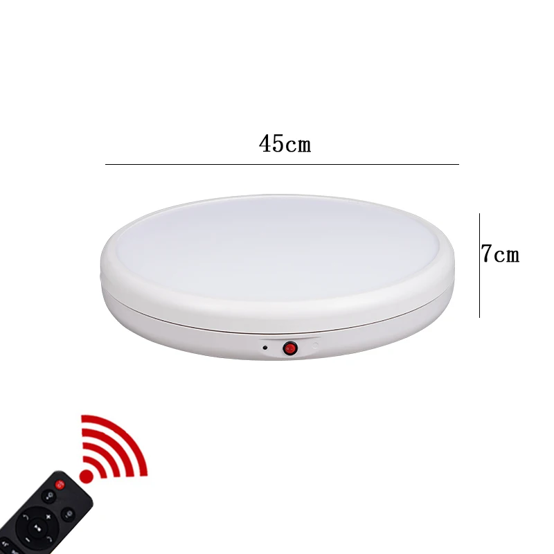 30CM/45CM Remote Control Electric Rotary Visual Display Stand 360° Panoramic Livestream Turntable RGB Color Luminous 100KG Load