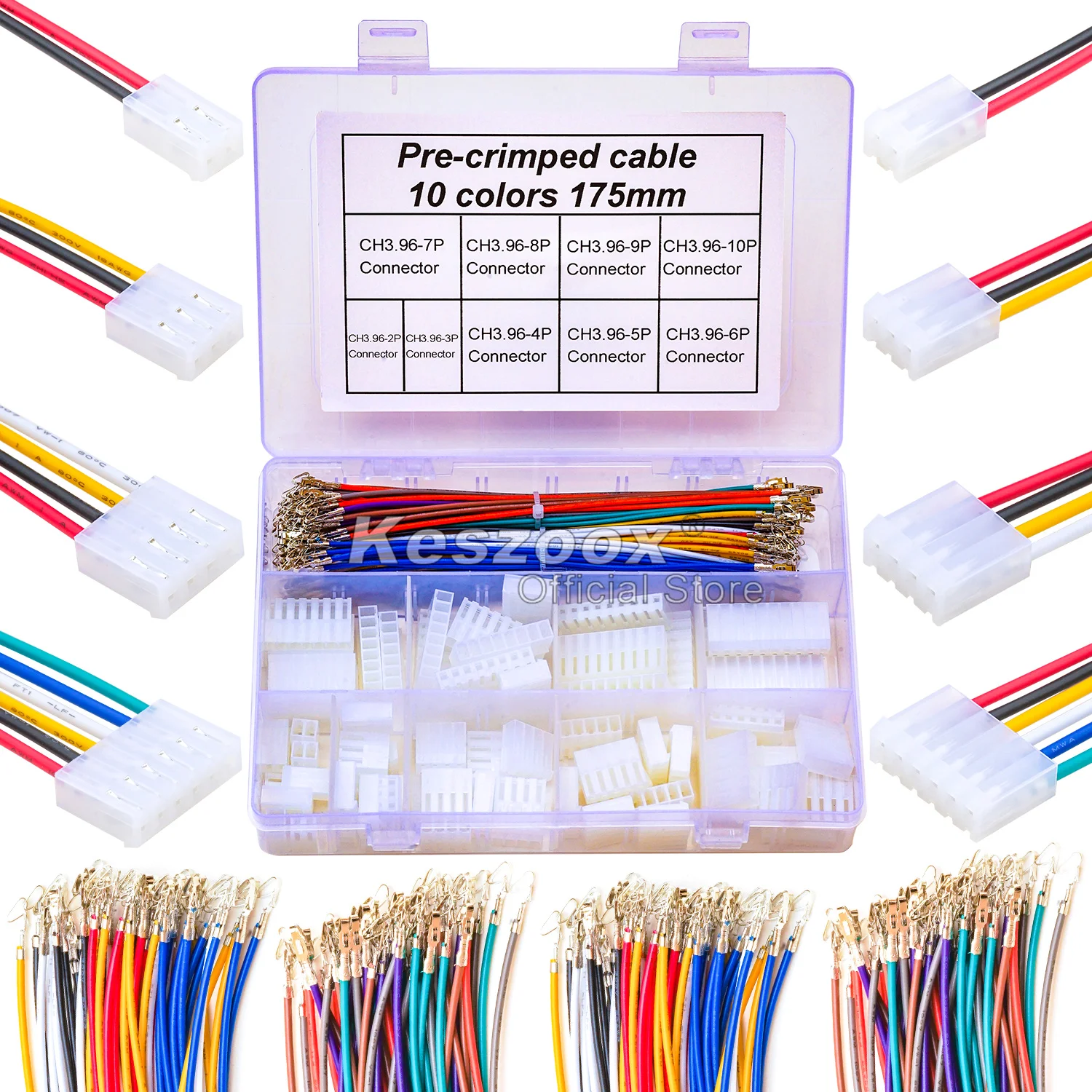 

Yoeruyo Molex KK3.96 Комплект корпуса 2-10-контактного разъема с предварительно обжимным проводом 20AWG, жгут проводов «папа-мама»