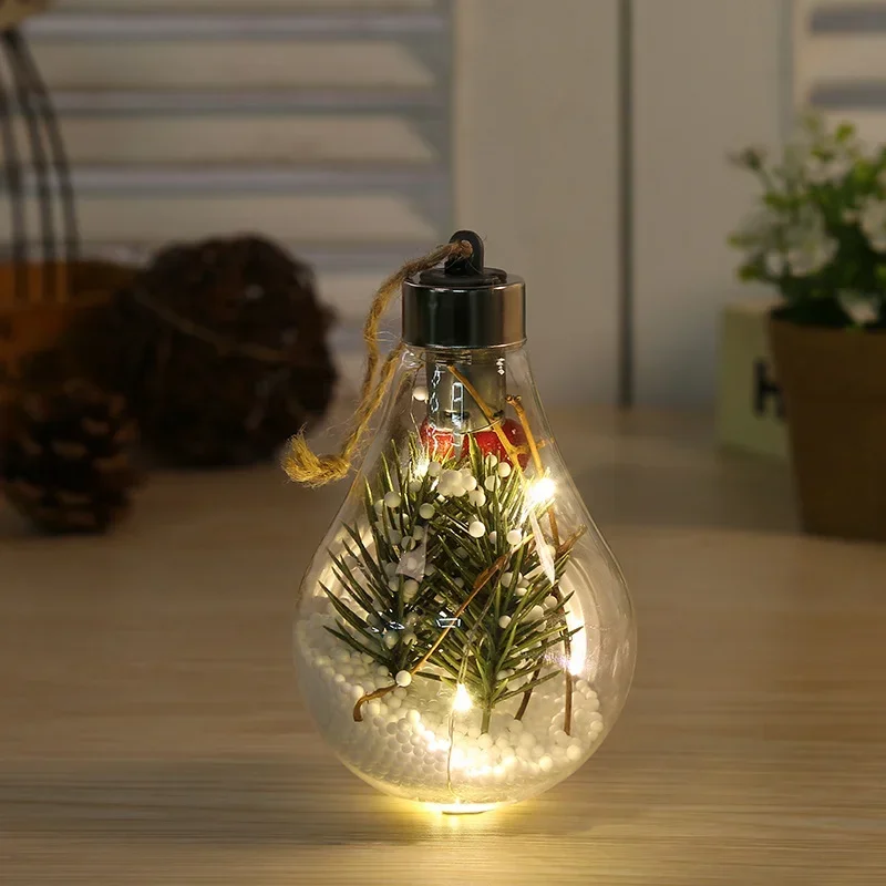 Christmas Ball LED Bulb Ornaments Transparent Festival Light Ball Luminous Xmas Tree Hanging Pendant New Year Home Decoration