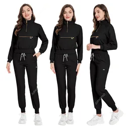 Krankens ch wester Uniformen kurze Langarm Peeling Tops mit Taschen hose Spa Schönheits salon Arbeits kleidung medizinische Peelings Set Mode Joggen yy