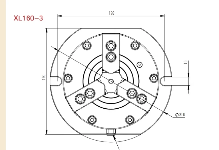 Vertical 6 inch pneumatic solid chuck 3 Jaw for milling machines to drill through  machine tables can not rotating