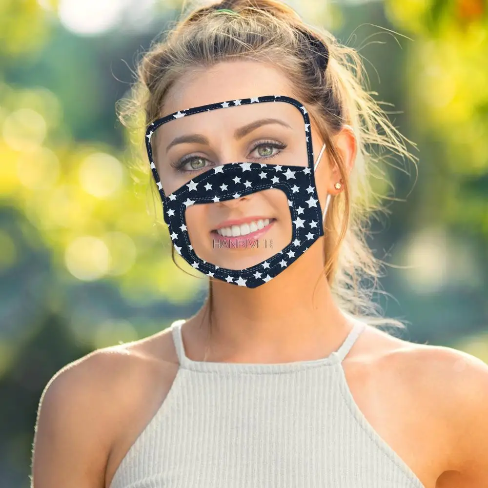 New Unisex Transparent Face Mask For Women/Men Dustproof Cotton Transparent Visualization Mouth Mask with Eye-mask