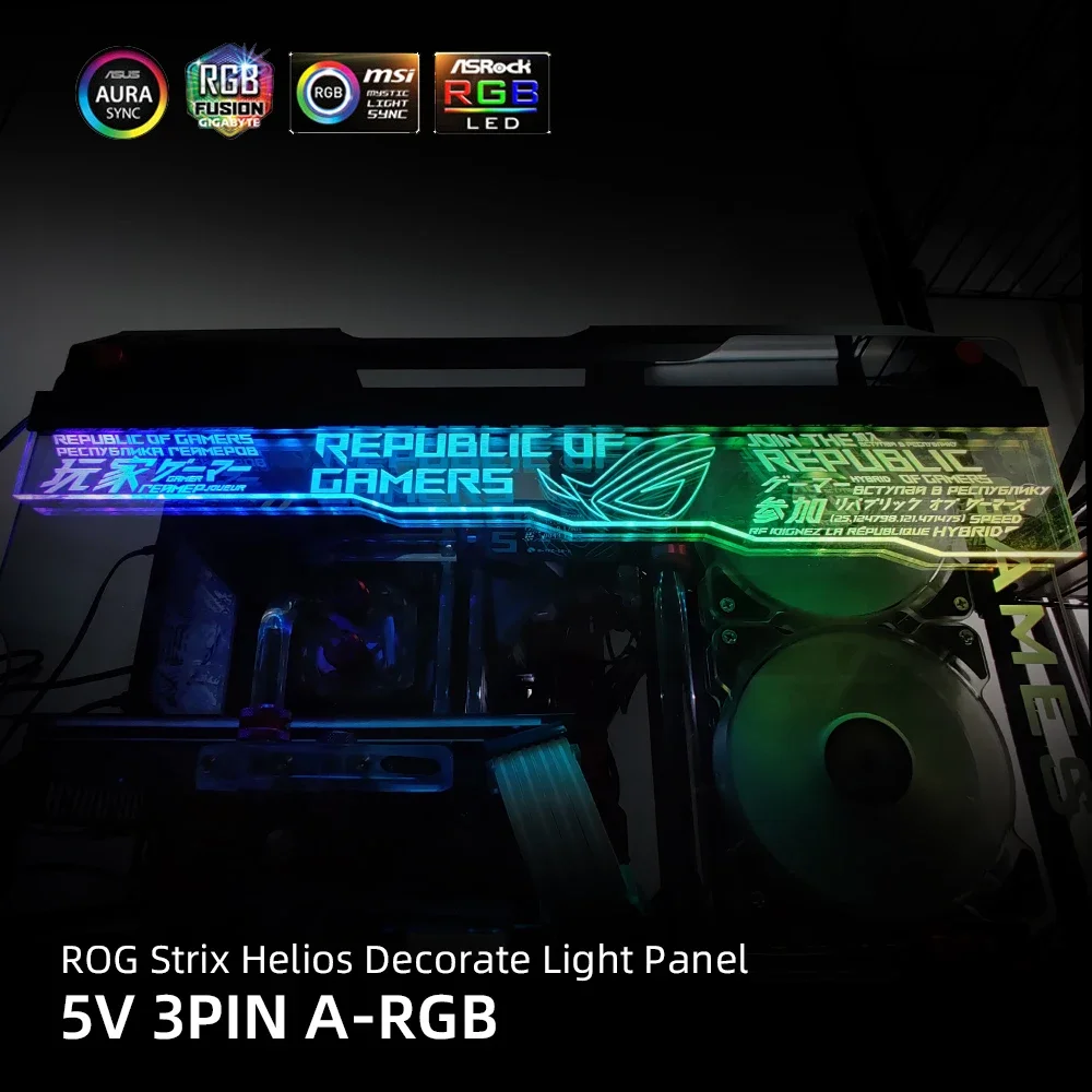 Imagem -03 - Painel Rgb Superior Transperant para Rog Strix Helios Gx601 Case Acrílico Decoração Personalizada Iluminação Argb Asus fe 5v 12v Aurasync Mod