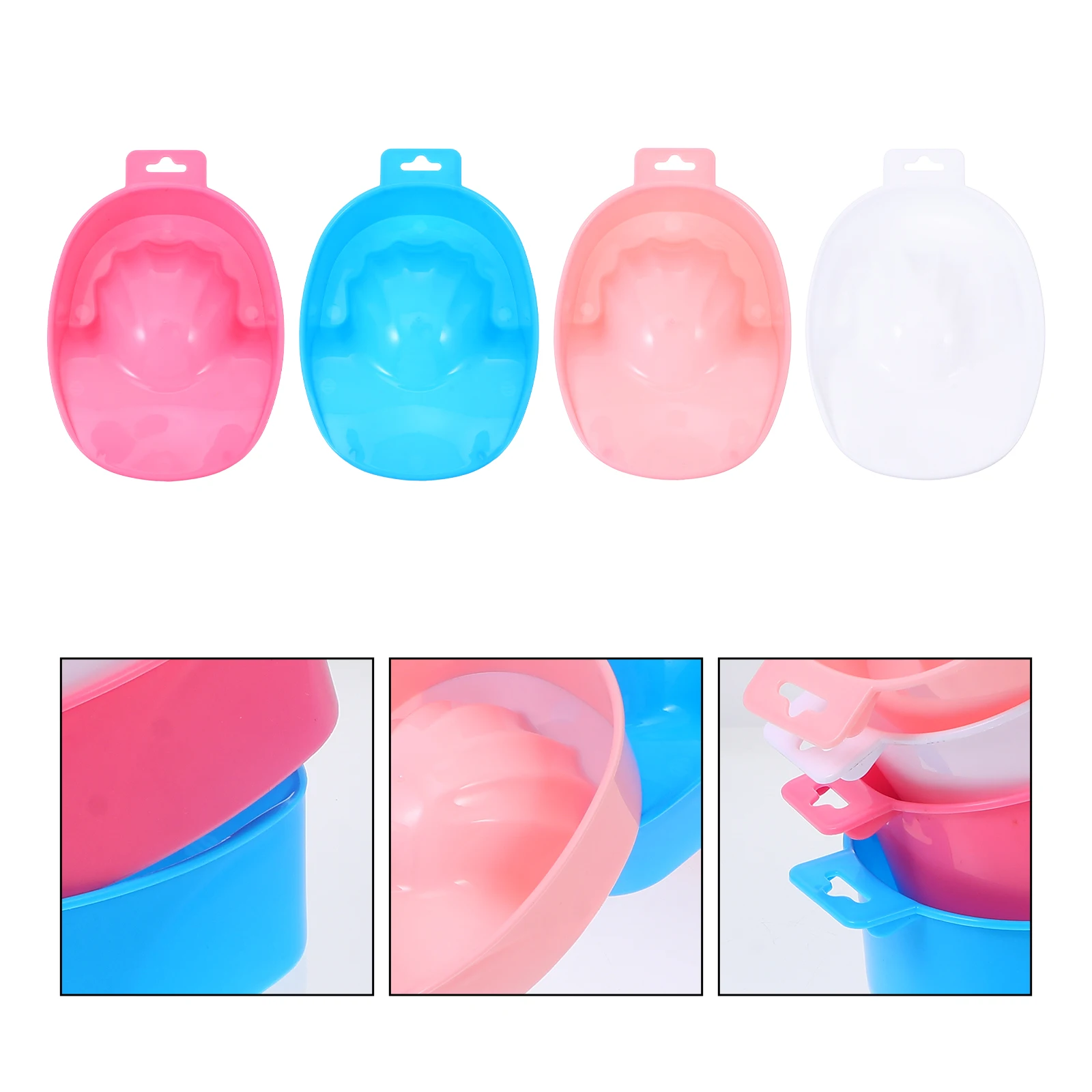 4 Stück Maniküre Einweichen Schüssel Hand Nagel Werkzeuge Farbentferner Weiß Polnisch Premium PP Material Lange Verwendung Handpflege Warmwasser Erweichen