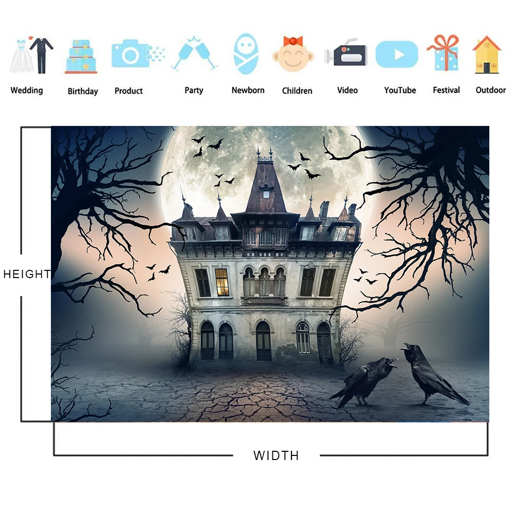 Bonvvie Halloween Backdrop Photozone Tomb Park Star Terrible Night Party Scene Photography Background Photocall for Photo Studio