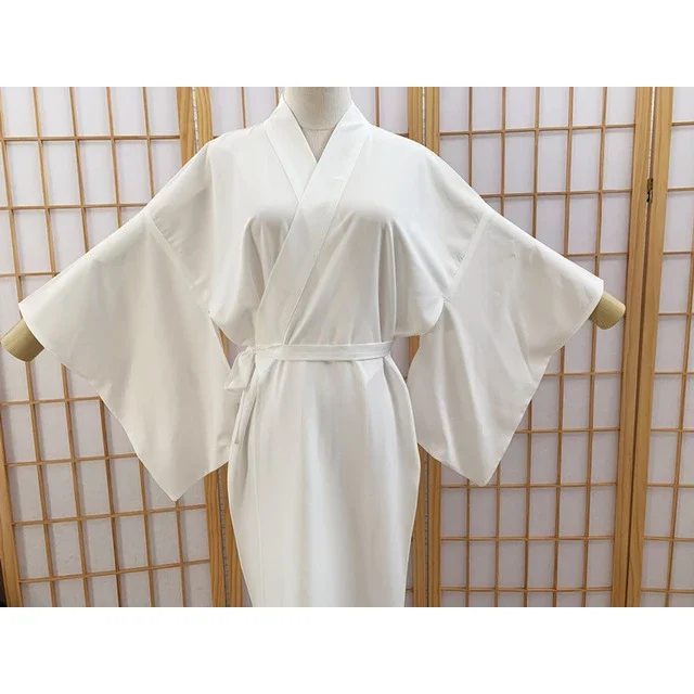 Kimono japonés tradicional para mujer, bata larga Yukata blanca Juban con cinturón para kimonos, accesorios de uso interior