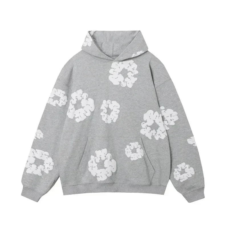 Street Running Sweatshirt Hoodie European Kapok Oversized Pullover Casual Outdoor 2024 Flower Men Spring Autumn