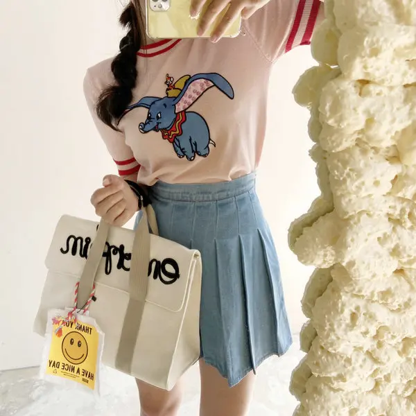 

Solowen Embroidered Patch Animal Print round Ne Thin Ice Silk ort Sve Knitted Top Summer Lightweight Ladies Faion