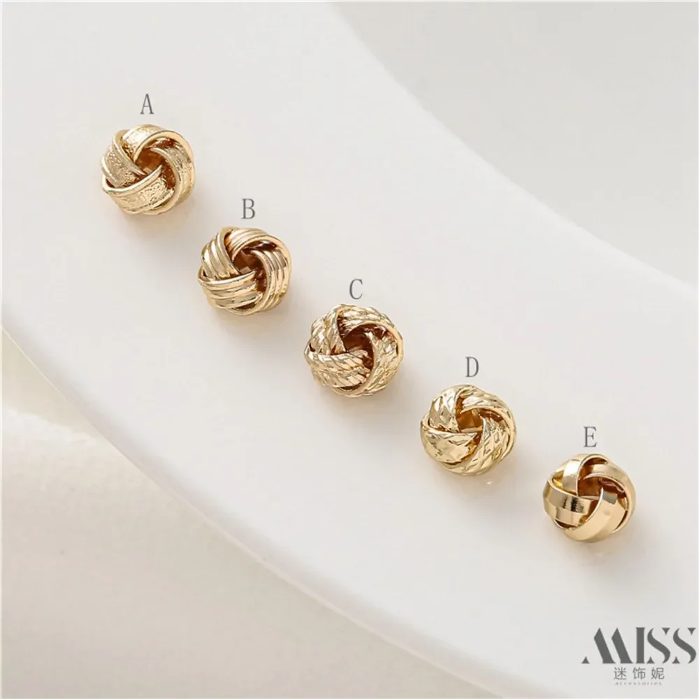 14K Gold Color Knotted Twist Korean Ball Pineapple Knot Wool Ball Bead-separated DIY Bracelet Necklace with Bead Accessories