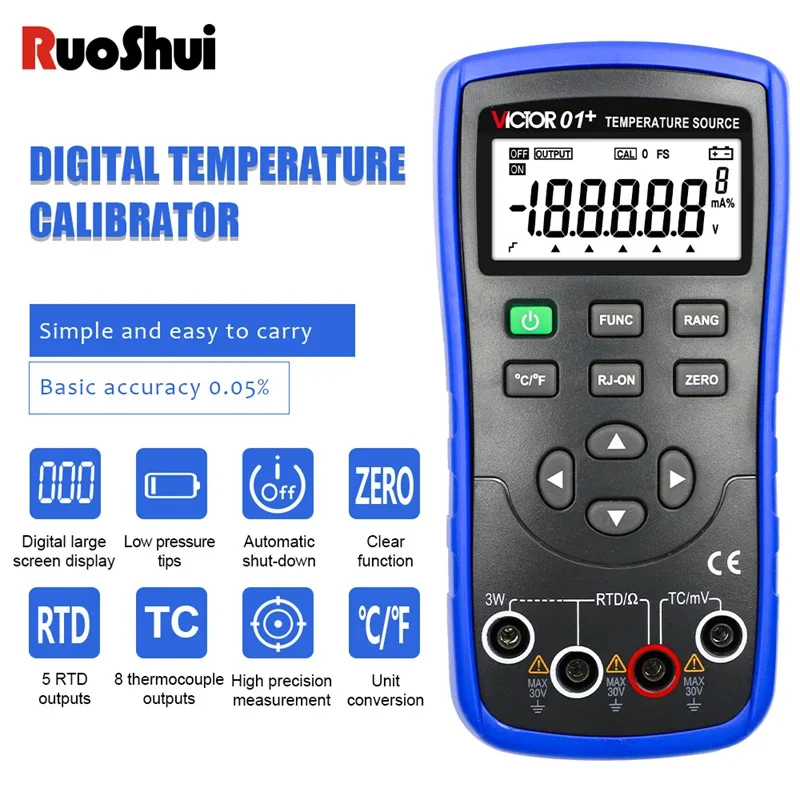 RUOSHbiom01 S-décent brateur de température, sortie de haute précision, détecteur de vérification de la température, étalonnage de l'utilisateur, thermocouple de source