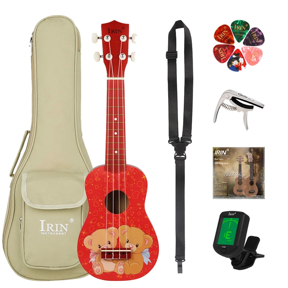 

IRIN 21 Inch Ukulele 4 Strings Hawaiian Guitar Bear Mini Guitarra Ukulele With Bag Tuner Strings Capo Guitar Parts & Accessories