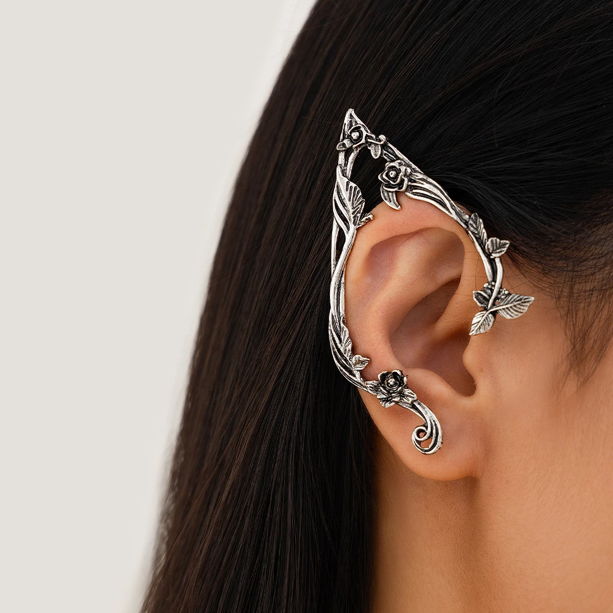 PuRui Popular Gold Color Elf Flower Leaf Ear Clip Cute Jewelry Accessory Fairy Piercing Earrings Wedding Girls Jewelry Gifts New