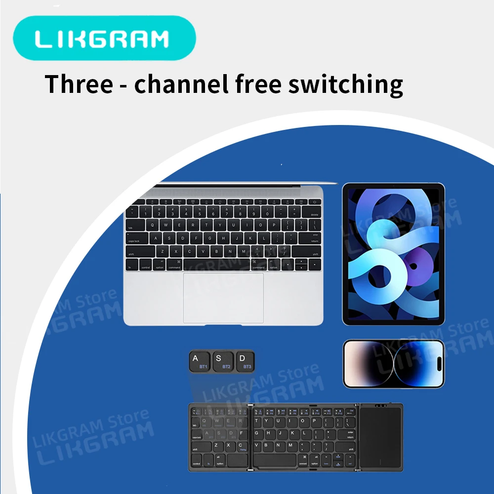 Folding keyboard with Touchpad wireless bluetooth slim portable silent  support for mac os ios windows Andriod  B089T