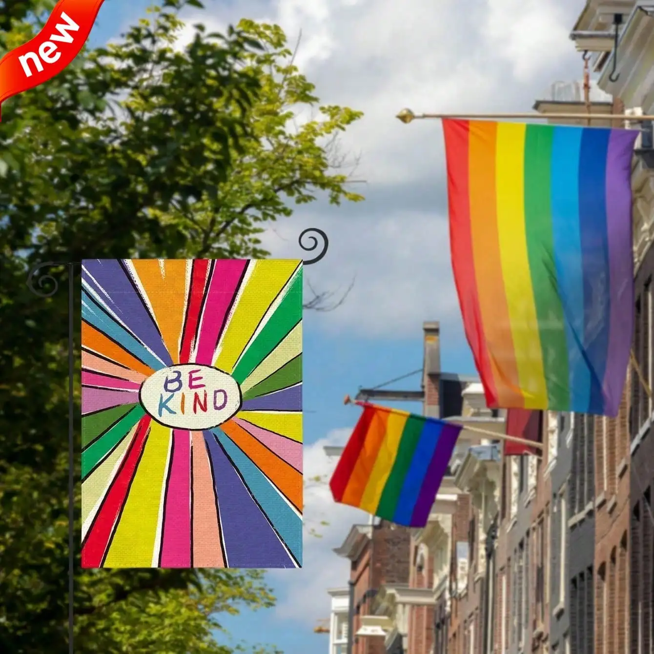 Bandera de Arcoíris del Orgullo de Doble Cara de 12x18 Pulgadas para Porche/Patio, Sin Poste