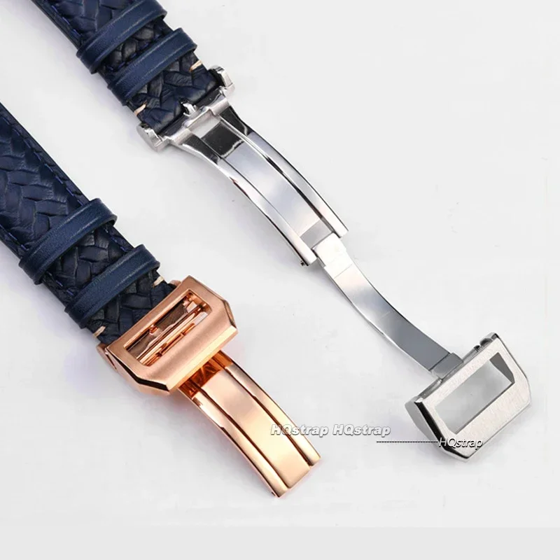 20mm 22mm Cowhide Woven Watchband for IWC Portugieser Pilot Curved Flat End Bracelet for Omega High Quality Genuine Leather Belt