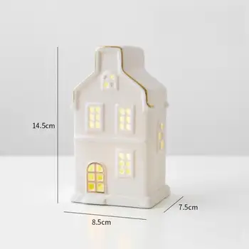 LED svítící vánoční vesnické domy bílé keramické figurky domů s vánočními stromky porcelánová vesnická domečková zimní dekorace 10 nejlepší prodej figurka z vesnice Noel - №7
