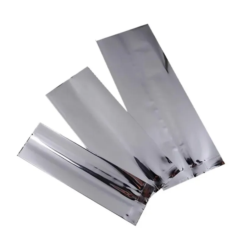 

100pcs Glossy Silver Aluminum Foil Side Gusset Bag Heat Sealing Coffee Beans Spice Cereals Corn Snack Tea Storage Pouches