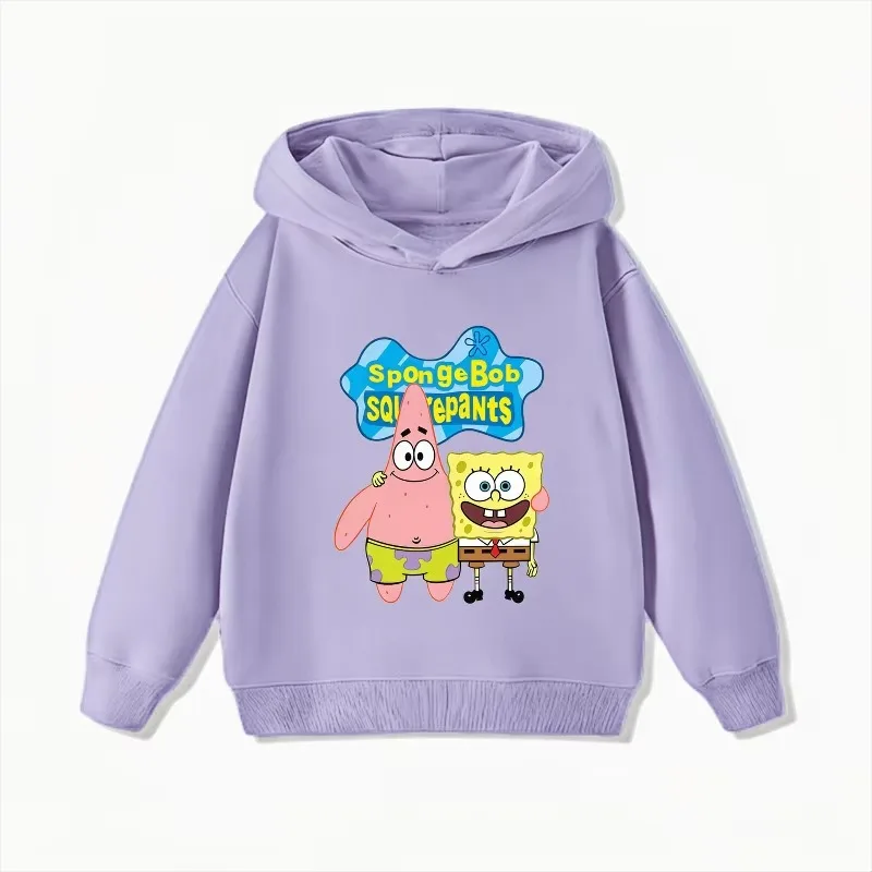 2026 Potdemiel SpongeBob SquarePants Print Kids Hoodie, Boys & Girls Clothing, Autumn and Winter Warm Kids Hoodie Sweatshirt