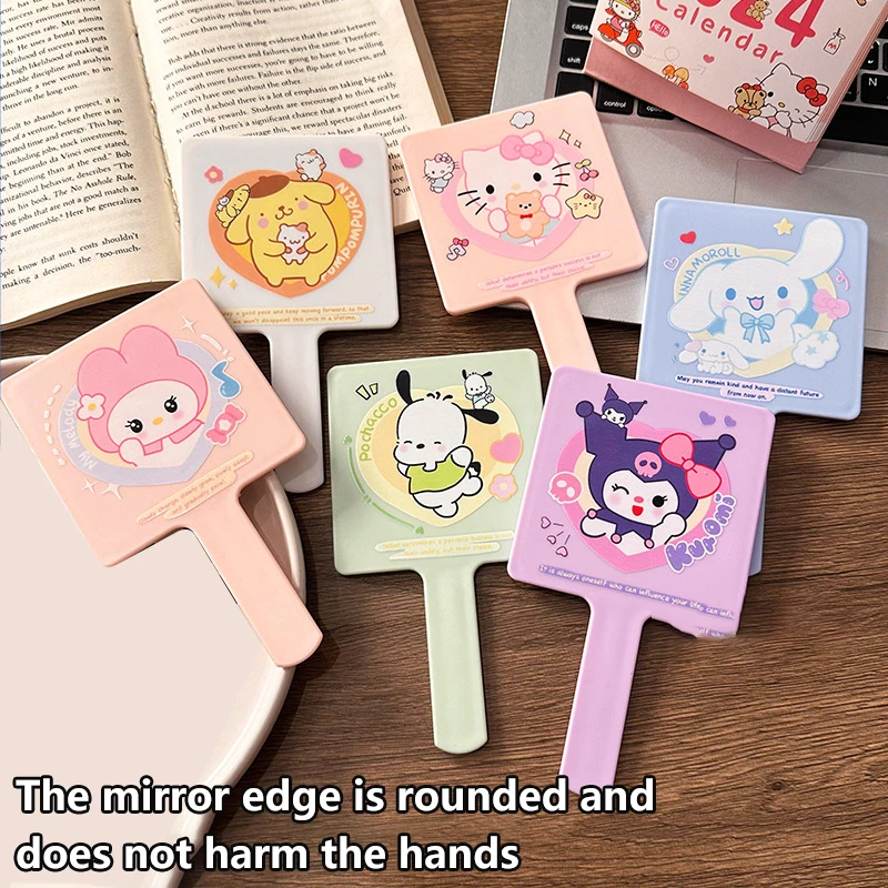 Cartoon Sanrio Portable Women Makeup Mirror Cute Hello Kitty Hand Hold Cosmetic Make Up Mirrors Daily Use For Girls