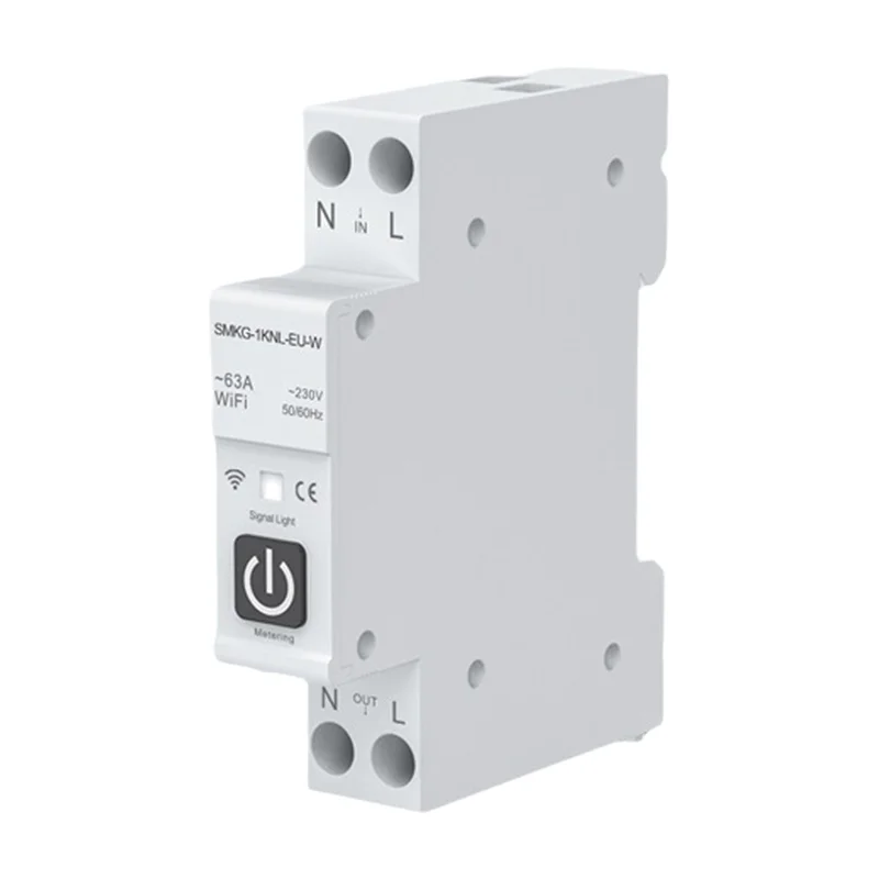 A41T Tuya WIFI Smart Circuit Breaker 1P + N 1A-63A Guida DIN regolabile con misurazione Funziona con Smart Life Alexa Home