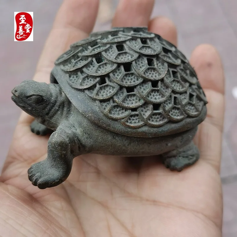 Trendy live-streaming vendor for antique collectibles, living room decorations, and copper Eight Trigrams Money Turtle incense b