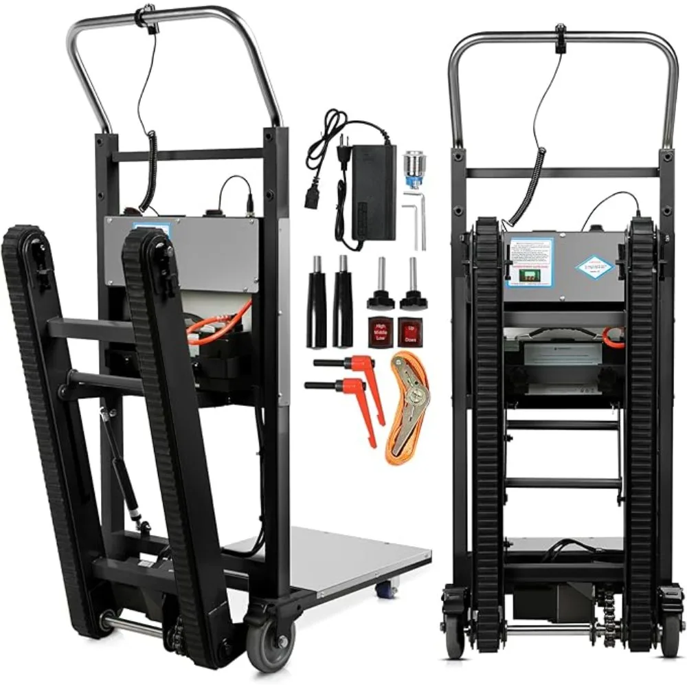 Muñeco eléctrico para subir escaleras, camión de mano eléctrico para subir escaleras de 1250 W, capacidad de carga máxima de 900 libras, escalador de escaleras plegable de 3 modos